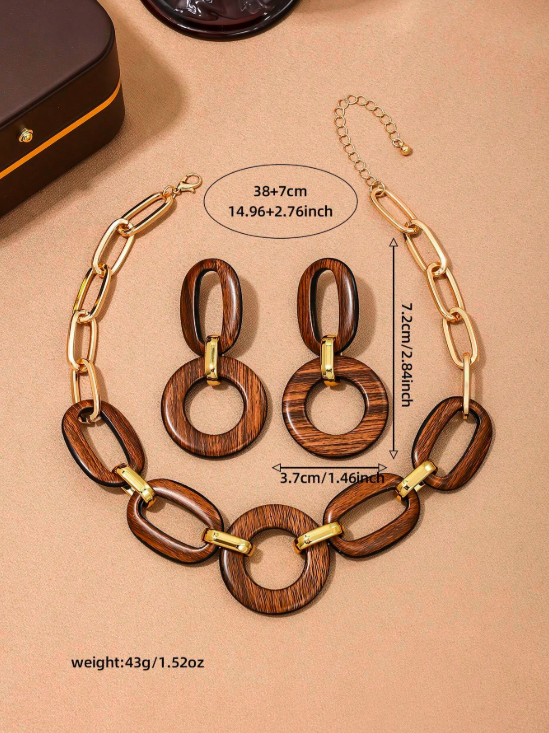 Ensemble Élégance Intemporelle – Collier & Boucles d’Oreilles Minimalistes au Fini Mat