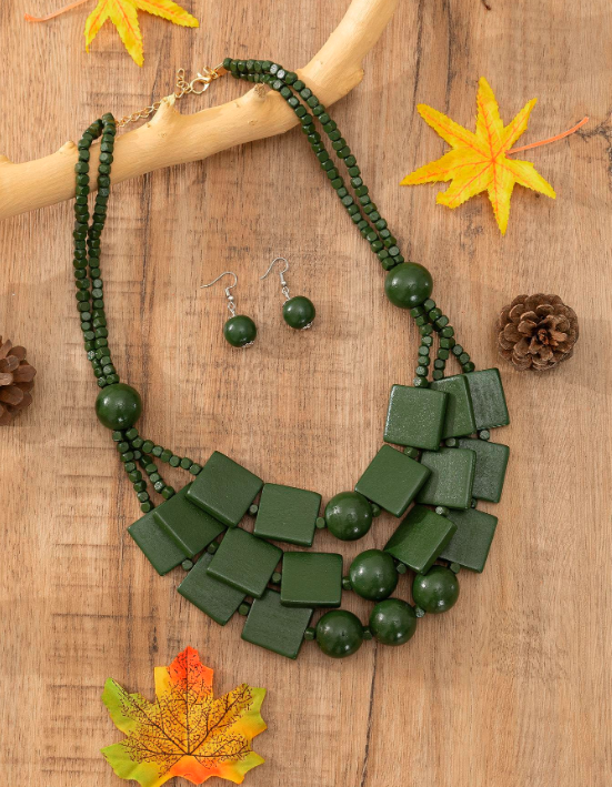 Bijoux à Perles – Vert Sapin