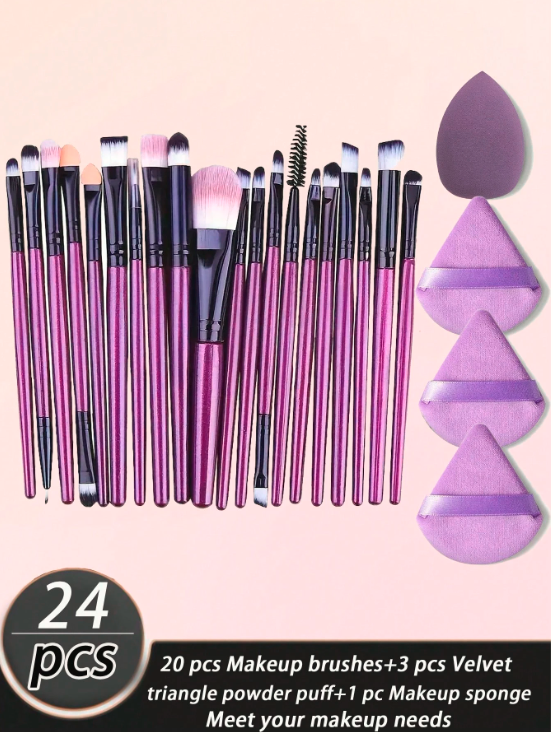 Kit Maquillage Pro – 24 Pinceaux & Accessoires pour un Teint Parfait