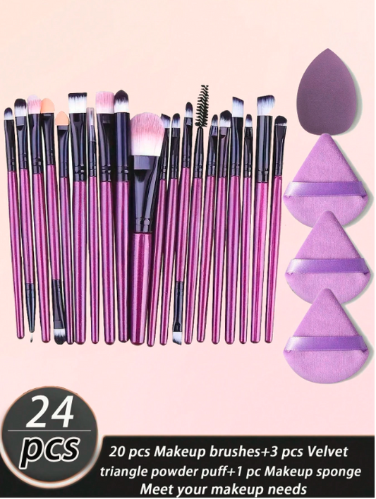Kit Maquillage Pro – 24 Pinceaux & Accessoires pour un Teint Parfait