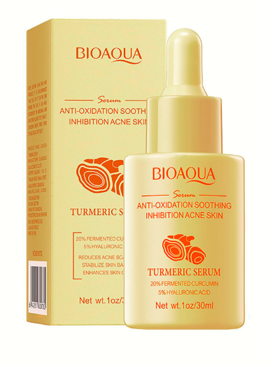 BIOAQUA Sérum Curcuma – Anti-Acné & Éclat | Sérum Apaisant Antioxydant au Curcuma Fermenté | Asli Shop Djibouti