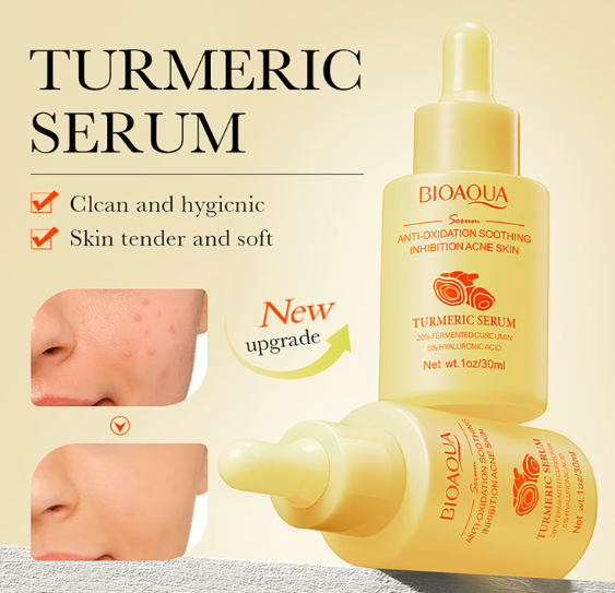 BIOAQUA Sérum Curcuma – Anti-Acné & Éclat | Sérum Apaisant Antioxydant au Curcuma Fermenté | Asli Shop Djibouti