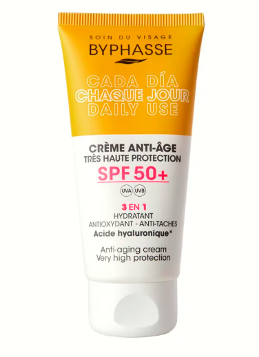 BYPHASSE Crème Anti-Âge SPF 50+ – Soin Solaire 3 en 1 Hydratant & Anti-Taches | Asli Shop Djibouti