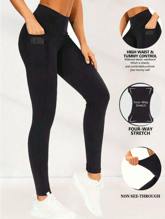 Legging de Sport Gainant – Taille Haute & Poches Latérales