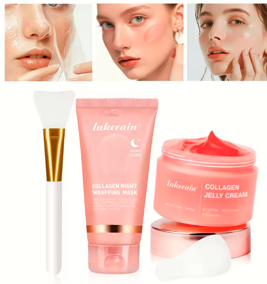 Duo Collagène Lakerain – Masque Nuit Peel-Off & Jelly Cream Hydratante | Asli Shop Djibouti