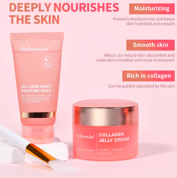 Duo Collagène Lakerain – Masque Nuit Peel-Off & Jelly Cream Hydratante | Asli Shop Djibouti