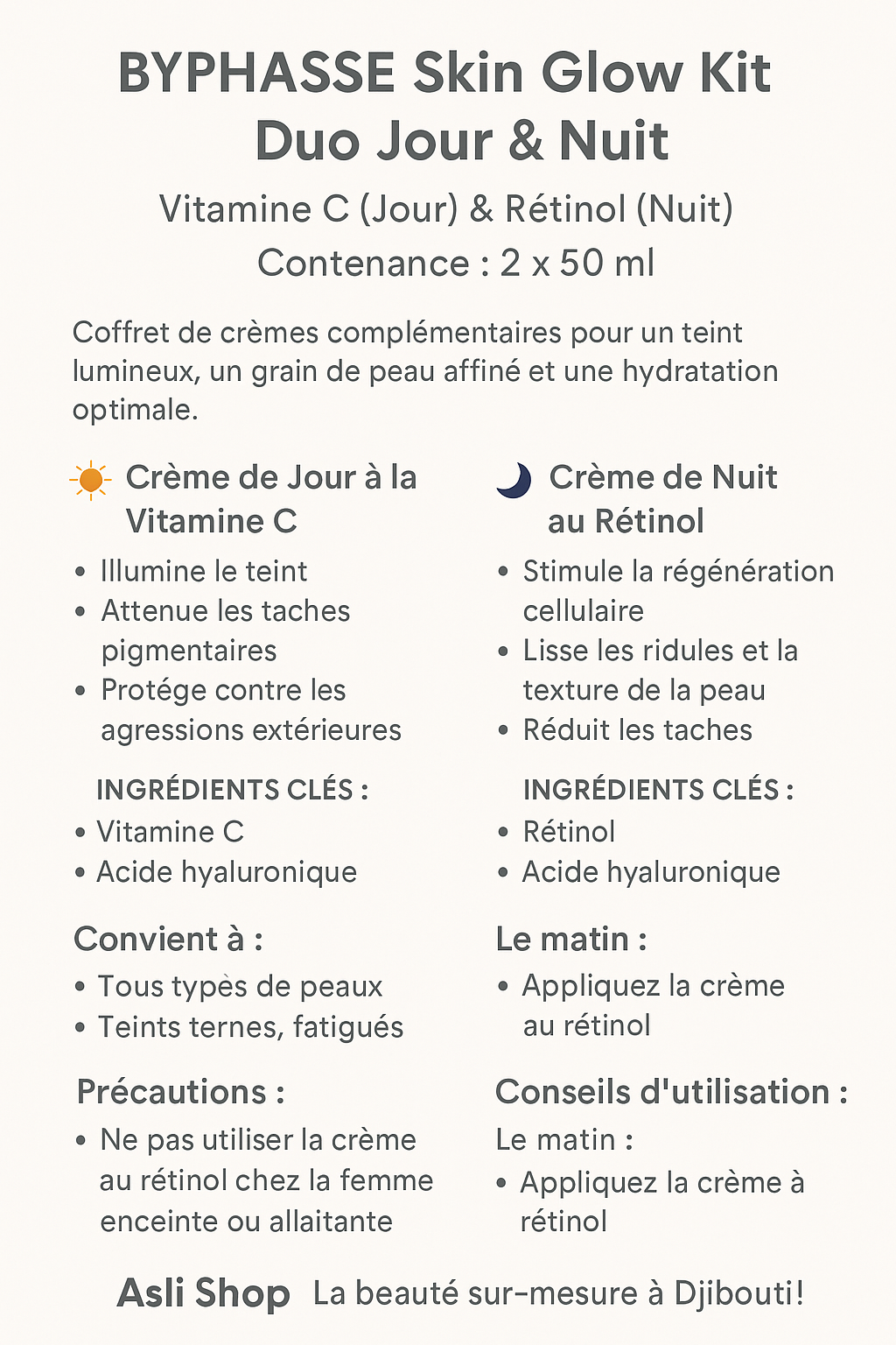 BYPHASSE Skin Glow Kit – Duo Jour & Nuit | Soin Éclat Visage Djibouti – Asli Shop