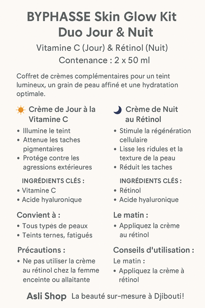BYPHASSE Skin Glow Kit – Duo Jour & Nuit | Soin Éclat Visage Djibouti – Asli Shop