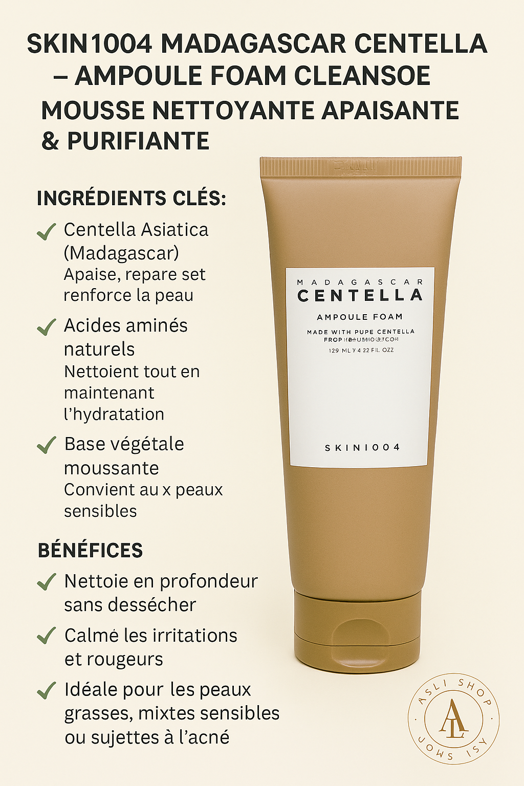 Skin1004 Madagascar Centella – Ampoule Foam Cleanser (125 ml)