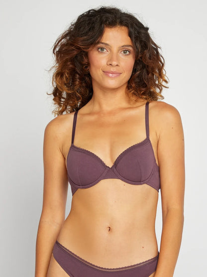 Soutien-gorge paddé coton - Prune